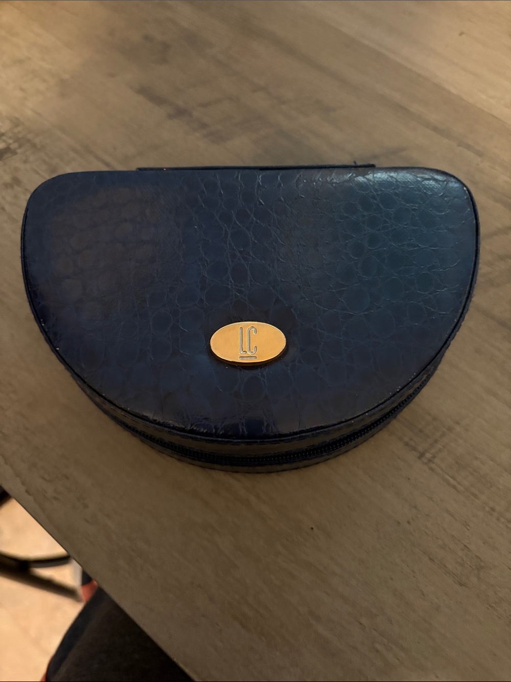 LC Lauren Conrad Navy Crescent Cosmetic Case with Gold Logo